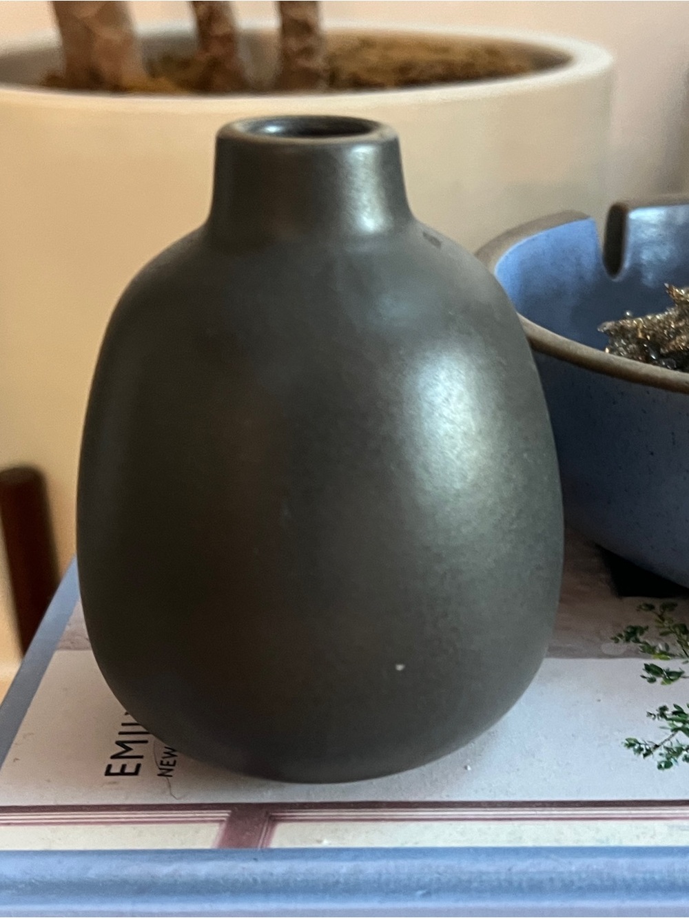 Heath Ceramics Pottery Bud Vase Zinc Glaze Matte Gray Black 4”